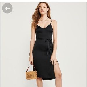 Black silk midi dress